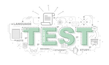 Word Test web sitesi banner tasarım konsepti.