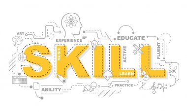 Word beceri Web sitesi banner tasarım konsepti.
