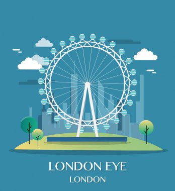 Ünlü Londra Landmark London Eye illüstrasyon