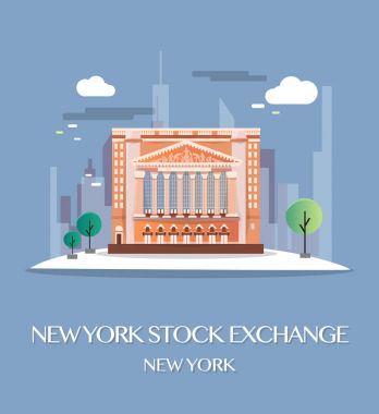 New York hisse senedi Exchange.Vector illüstrasyon.