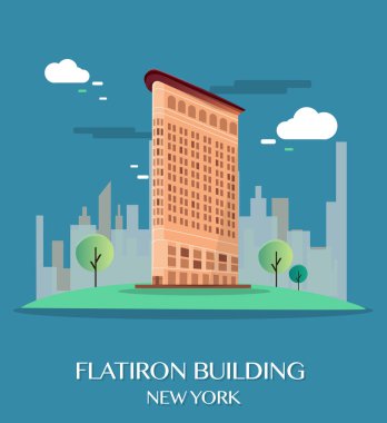 Flatiron Binası yeni York.Vector illüstrasyon.
