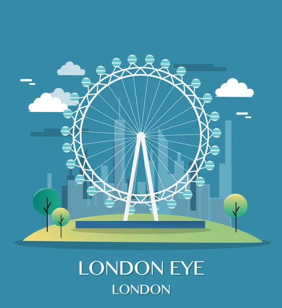 Berühmte londoner Wahrzeichen london eye illustration — Stockvektor