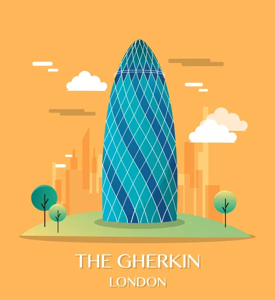 Famoso punto de referencia de Londres The Gherkin Illustration — Vector de stock