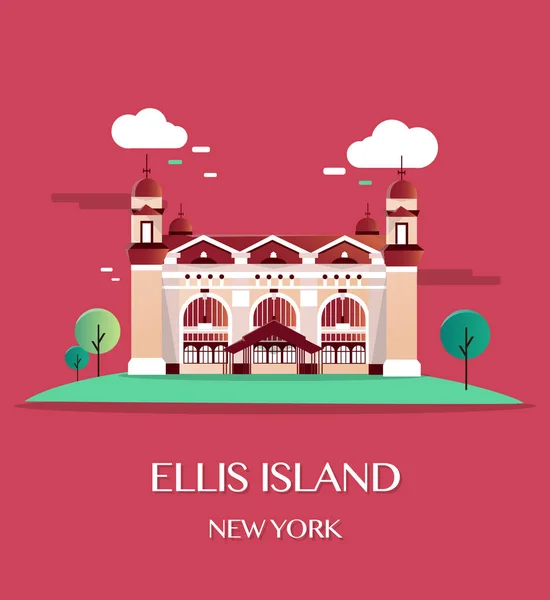 Ellis Island New York.Vector Illustration. — Stock Vector