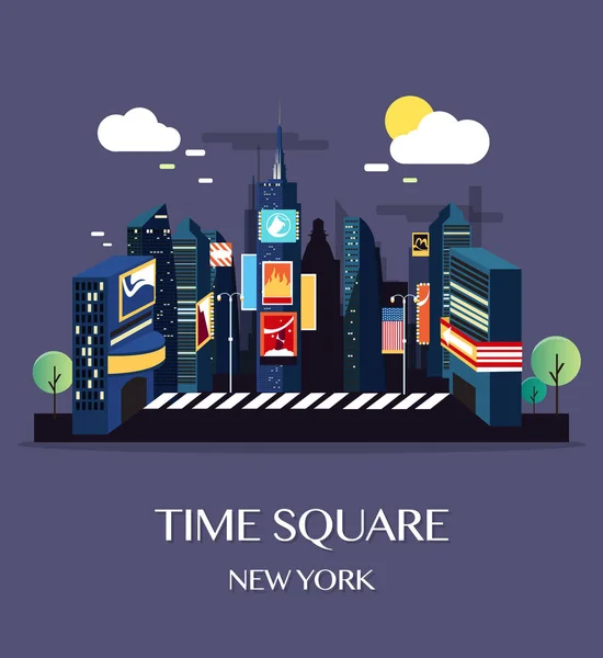 Time Square Nueva York.Vector Ilustración . — Vector de stock