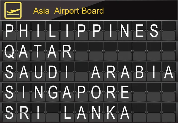 Azië land luchthaveninformatie Board — Stockvector