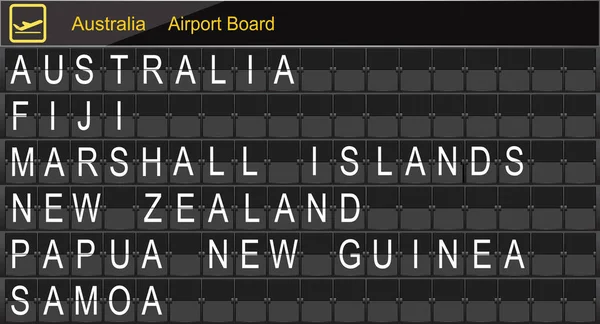 Australia Paese Aeroporto Informazioni di bordo — Vettoriale Stock