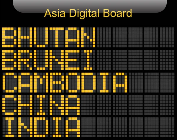 Asya ülke Dijital Pano bilgileri — Stok Vektör