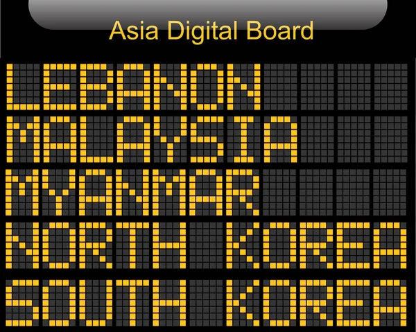 아시아 국가 디지털 보드 정보 — 스톡 벡터