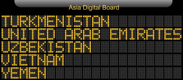 Asia País Digital Board información — Vector de stock