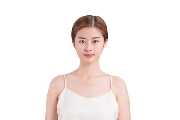 Mujer asiática cuidado de la piel imagen en el fondo aislado — Foto de Stock