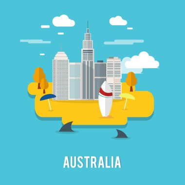 Avustralya illüstrasyon desig Perth başkenti kalabalık şehirde