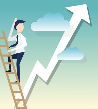 Bir işadamı merdivenler sembolü başlangıç illüstrasyon için tırmanıyor