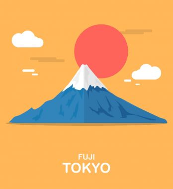 Fuji mouthain muhteşem yer Tokyo illüstrasyon tasarımında