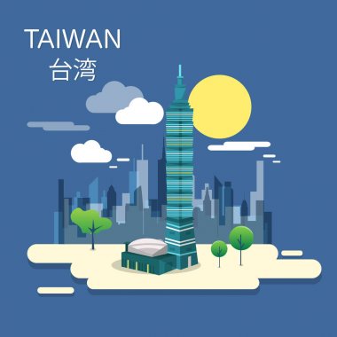 Taipei 101 kule Tayvan illüstrasyon tasarımı