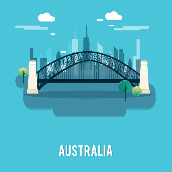 Sydney harbour bridge bautiful place australien illustration desi — Stockvektor