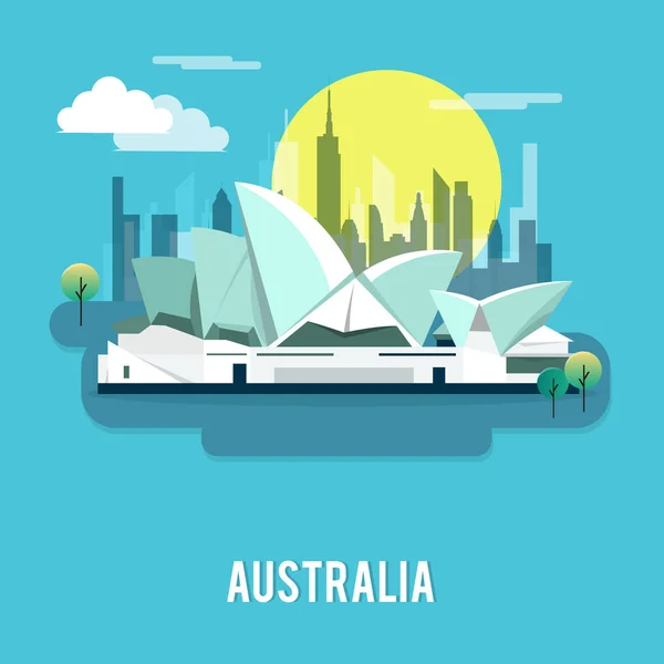 Sydney Opera House sightseeing landmark Australia illustrazione d — Vettoriale Stock