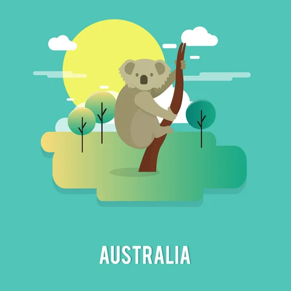 Bonito coala animal nativo na Austrália ilustração design — Vetor de Stock
