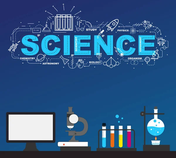 Laboratorium van de wetenschap met hoogtechnologische infographic ontwerp — Stockvector