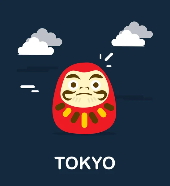 Daruma-Puppe für das Glück im Tokyo-Illustrationsdesign — Stockvektor