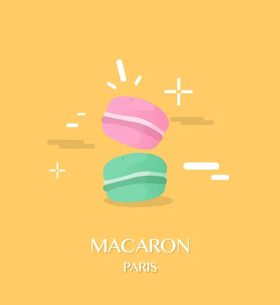 Egy pár sárga háttér illusztráció design macaron — Stock Vector