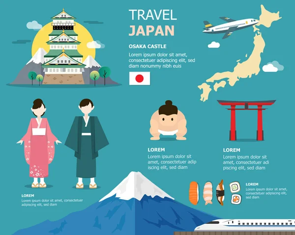 Japanse kaart voor reizen in japan afbeelding ontwerp — Stockvector