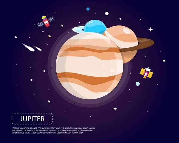 Jupiter Saturne et Neptune du système solaire illustration design — Image vectorielle