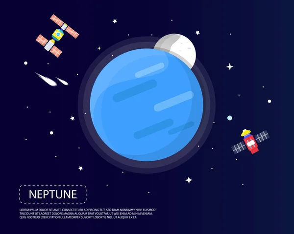 Neptune und Pluto des Sonnensystems i Illustration Design — Stockvektor
