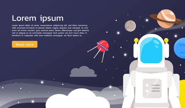 Astronaut planety ilustrace plochý design — Stockový vektor