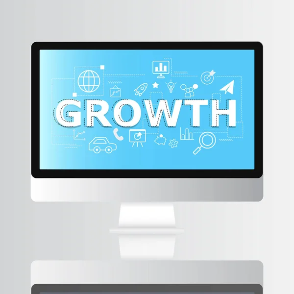 Growth icon on monitor infographic and illustration design