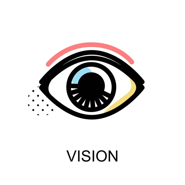 Icono de visión con símbolo de ojo sobre fondo blanco con ilustración — Archivo Imágenes Vectoriales