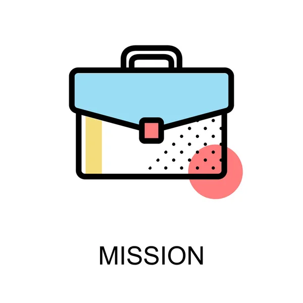 Mission icon with briefcase on white background illustration des — Stock Vector