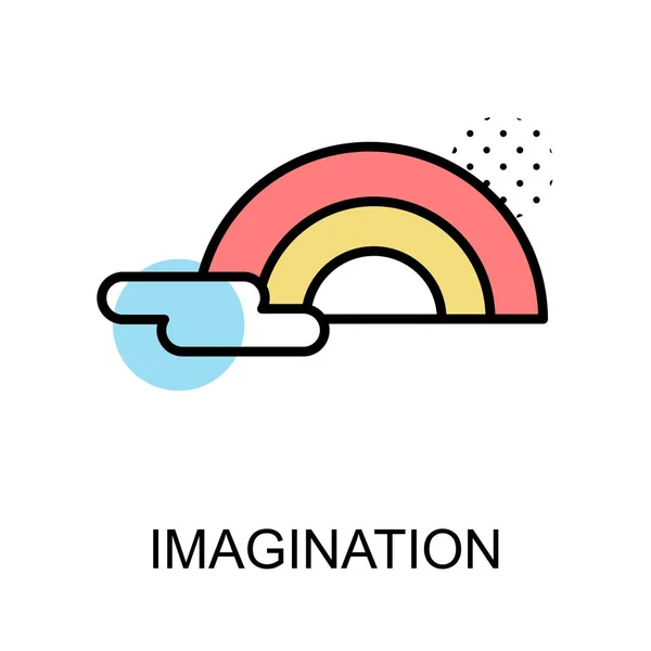 Imagination icon and rainbow on white background with illustrati — Stock Vector