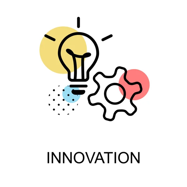 Ícone de inovação com lâmpada e engrenagem no fundo branco sagacidade — Vetor de Stock