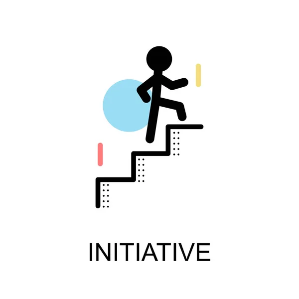 Initiative logo and man with stairs on white background illustra — Stock Vector