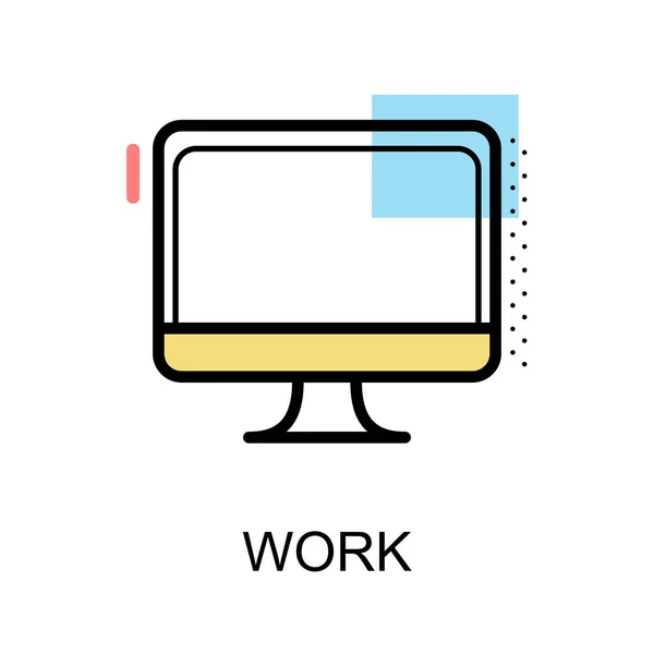 Рабочая иконка с компьютером на белом фоне — стоковый вектор