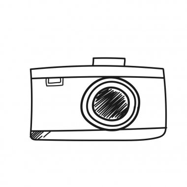 Fotoğraf makinesi aygıt resimde beyaz zemin üzerinde. Siyah ve beyaz