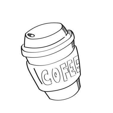 Beyaz bir arka plan üzerinde kahve fincanı illüstrasyon. Siyah ve beyaz co