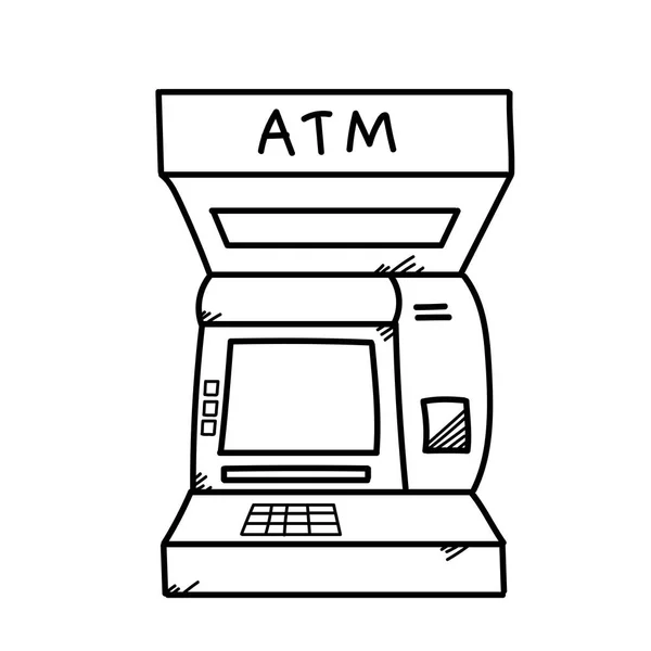 ATM gép szabadkézi rajz illusztráció, fehér háttér — Stock Fotó