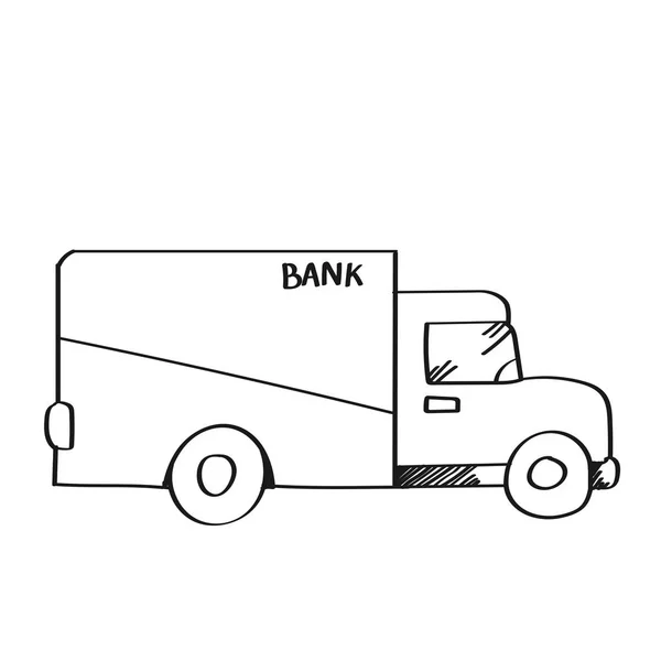 Banca camion disegno a mano libera illustrazione su sfondo bianco — Foto Stock