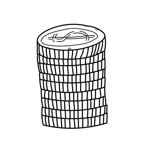 Münzen für Investitionen freihändig zeichnen Illustration — Stockfoto