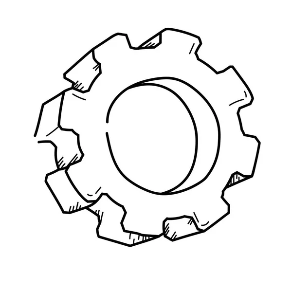 Fogaskerék-szimbólum mérnöki szabadkézi rajz illusztráció — Stock Fotó