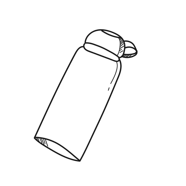 Water bottle illustration on a white background.Black and white