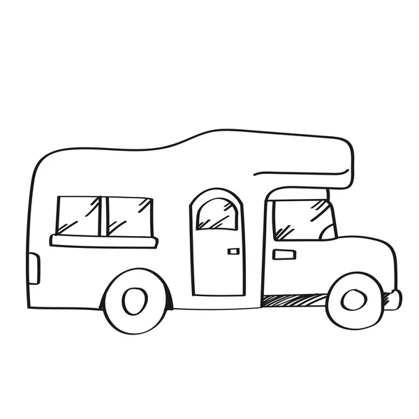 Van illustration on a white background.Black and white color lin — Stock Photo, Image