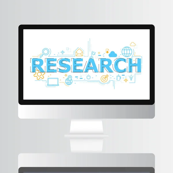 Research icon on screen infographic design — Stock Photo, Image