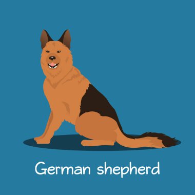 Alman çoban köpek cartoon.vector tasvir eden bir örnek