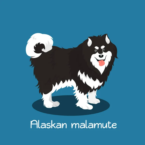 Uma ilustração que descreve um bonito cão malamute do Alasca cartoon.ve —  Vetores de Stock
