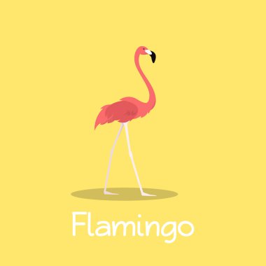 Flamingo kuşu illüstrasyon tasarımı üzerinde sarı background.vector 