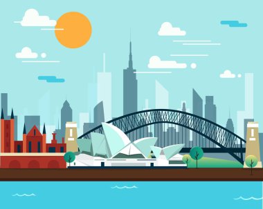 Sydney opera binası ve seyahat için köprü