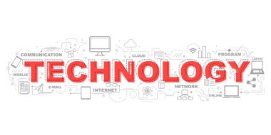 Teknoloji simgeleri eğitim illüstrasyon grafik design.vecto için